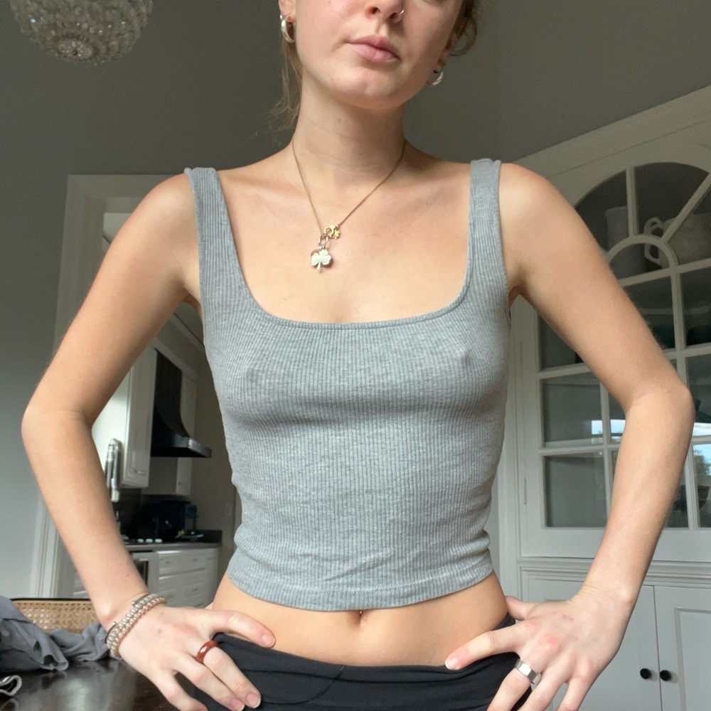 Urban Outfitters Light Gray Ribbed Top